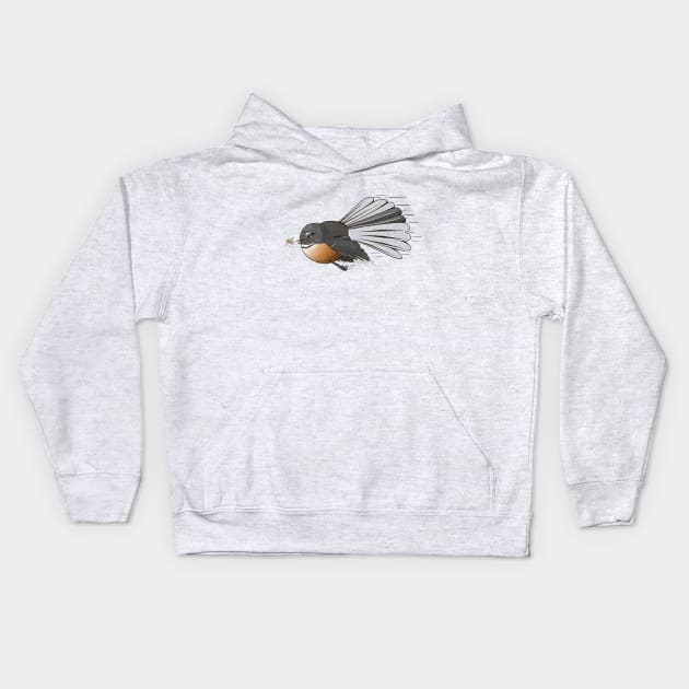 Fantail Chasing an Insect Kids Hoodie by mailboxdisco